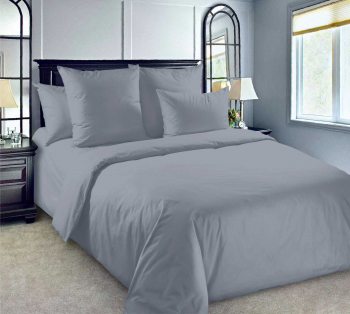 Комплект постельного белья 2-спальный, перкаль гладкокрашенный (Серый)
